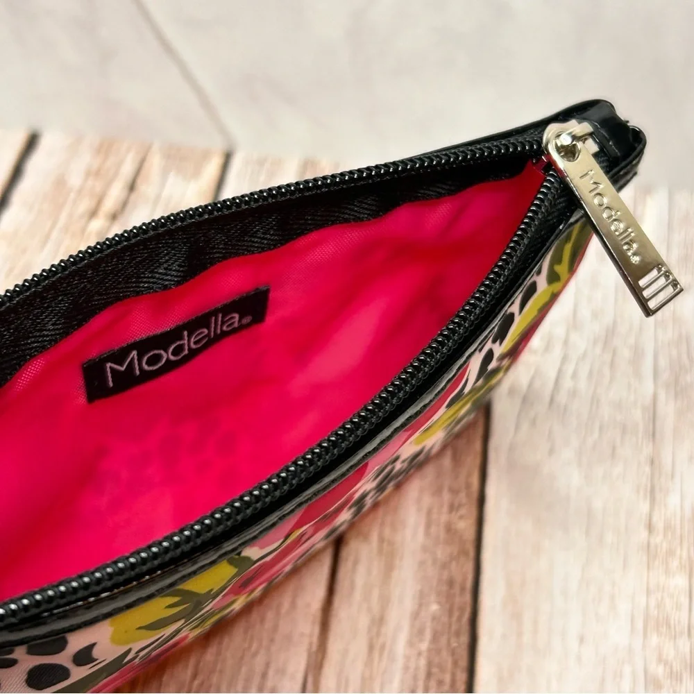 Modella Pink Floral and Black Polka Dot Clutch